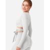 imageYEOREO Wrap Long Sleeve Cropped Top for Women Workout Pilates Ballet Tie Shirt for Dance Yoga Active BlousesWhite