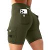 imageYEOREO CoreFlex Women Workout Biker Shorts with Cargo Pockets Hidden Scrunch High Waisted 8 Inseam Gym ShortsArmy Green