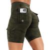 imageYEOREO CoreFlex Women Workout Biker Shorts with Cargo Pockets Hidden Scrunch High Waisted 8 Inseam Gym ShortsArmy Green Camo