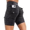imageYEOREO CoreFlex Women Workout Biker Shorts with Cargo Pockets Hidden Scrunch High Waisted 8 Inseam Gym ShortsBlack Camo