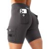 imageYEOREO CoreFlex Women Workout Biker Shorts with Cargo Pockets Hidden Scrunch High Waisted 8 Inseam Gym ShortsDark Grey