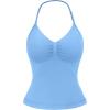 imageYEOREO SoftHue Impact Longline Strappy Top Womens Halter Workout Tank Tops Backless Gym Longline with Adjustable StrapBlissful Blue