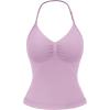 imageYEOREO SoftHue Impact Longline Strappy Top Womens Halter Workout Tank Tops Backless Gym Longline with Adjustable StrapPink Purple