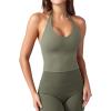 imageYEOREO Womens Halter Crop Top V Neck Workout Going Out Tank Top Padded Sleeveless Backless Trendy Summer CamisoleArmy Green