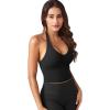 imageYEOREO Womens Halter Crop Top V Neck Workout Going Out Tank Top Padded Sleeveless Backless Trendy Summer CamisoleBlack