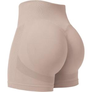 imageYEOREO Professional Women Workout Shorts 36 Scrunch Shorts Seamless High Waisted Contour Gym Yoga Biker ShortsApricot