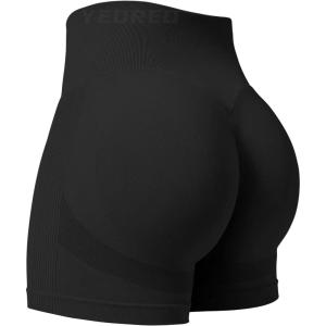 imageYEOREO Professional Women Workout Shorts 36 Scrunch Shorts Seamless High Waisted Contour Gym Yoga Biker ShortsBlack