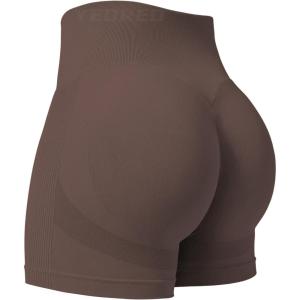imageYEOREO Professional Women Workout Shorts 36 Scrunch Shorts Seamless High Waisted Contour Gym Yoga Biker ShortsChocolate Brown