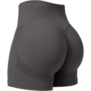 imageYEOREO Professional Women Workout Shorts 36 Scrunch Shorts Seamless High Waisted Contour Gym Yoga Biker ShortsDark Grey