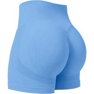 imageYEOREO Professional Women Workout Shorts 36 Scrunch Shorts Seamless High Waisted Contour Gym Yoga Biker ShortsLight Blue