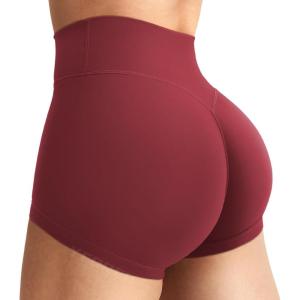 imageYEOREO Womens Biker Shorts 25 No Front Seam Elysina High Waist Hidden Scrunch Workout Gym Yoga Running ShortsAnchor Red