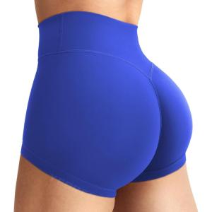 imageYEOREO Womens Biker Shorts 25 No Front Seam Elysina High Waist Hidden Scrunch Workout Gym Yoga Running ShortsBlue
