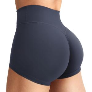 imageYEOREO Womens Biker Shorts 25 No Front Seam Elysina High Waist Hidden Scrunch Workout Gym Yoga Running ShortsBlue Gray