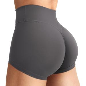 imageYEOREO Womens Biker Shorts 25 No Front Seam Elysina High Waist Hidden Scrunch Workout Gym Yoga Running ShortsGraphite Gray