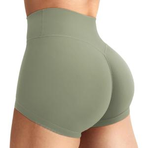 imageYEOREO Womens Biker Shorts 25 No Front Seam Elysina High Waist Hidden Scrunch Workout Gym Yoga Running ShortsLight Green
