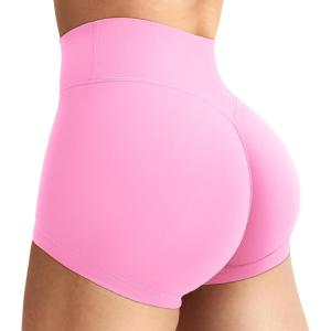 imageYEOREO Womens Biker Shorts 25 No Front Seam Elysina High Waist Hidden Scrunch Workout Gym Yoga Running ShortsLight Pink