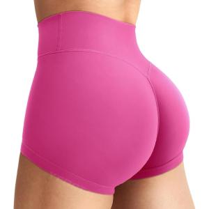 imageYEOREO Womens Biker Shorts 25 No Front Seam Elysina High Waist Hidden Scrunch Workout Gym Yoga Running ShortsRose Pink