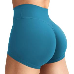 imageYEOREO Womens Biker Shorts 25 No Front Seam Elysina High Waist Hidden Scrunch Workout Gym Yoga Running ShortsSeaport Blue
