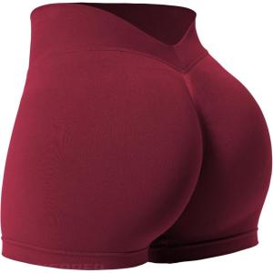 imageYEOREO Workout Scrunch Shorts Women V Back Gym Butt Lifting Liz High Waisted Seamless ShortsWine Red