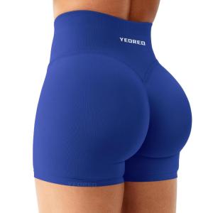 imageYEOREO Workout Shorts Womens Butt Lifting 45 Seamless Hidden Scrunch High Waist Gym Tummy Control Christiy Biker ShortsDark Blue