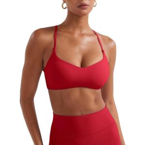 imageYEOREO Y Back Sports Bras for Women Padded Racerback Bra Paisely Light Impact Adjustable Straps Gym Workout TopsChili Red