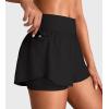 imageYEOREO Running Shorts for Women 2 in 1 High Waisted Quick Dry 4 Hafsany Workout Gym Shorts with Zip PocketBlack