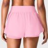 imageYEOREO Running Shorts for Women 2 in 1 High Waisted Quick Dry 4 Hafsany Workout Gym Shorts with Zip PocketCherry Blossom