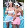 imageYEOREO Running Shorts for Women 2 in 1 High Waisted Quick Dry 4 Hafsany Workout Gym Shorts with Zip PocketCherry Blossom