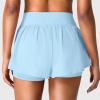 imageYEOREO Running Shorts for Women 2 in 1 High Waisted Quick Dry 4 Hafsany Workout Gym Shorts with Zip PocketLight Blue