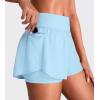 imageYEOREO Running Shorts for Women 2 in 1 High Waisted Quick Dry 4 Hafsany Workout Gym Shorts with Zip PocketLight Blue