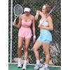 imageYEOREO Running Shorts for Women 2 in 1 High Waisted Quick Dry 4 Hafsany Workout Gym Shorts with Zip PocketLight Blue
