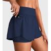 imageYEOREO Running Shorts for Women 2 in 1 High Waisted Quick Dry 4 Hafsany Workout Gym Shorts with Zip PocketNavy Blue