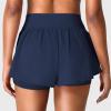 imageYEOREO Running Shorts for Women 2 in 1 High Waisted Quick Dry 4 Hafsany Workout Gym Shorts with Zip PocketNavy Blue