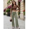 imageYEOREO Womens Low Rise Straight Leggings Bottoms Workout No Front Seam 315 Wide Leg VitaWeave Gym Yoga PantsArmy Green
