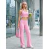 imageYEOREO Womens Low Rise Straight Leggings Bottoms Workout No Front Seam 315 Wide Leg VitaWeave Gym Yoga PantsBubblegum Pink