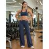 imageYEOREO Womens Low Rise Straight Leggings Bottoms Workout No Front Seam 315 Wide Leg VitaWeave Gym Yoga PantsNavy Blue