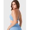 imageYEOREO Yaciny Y Back Sports Bras for Women Workout Strappy Bra V Neck Padded Spaghetti Straps Gym Yoga TopsAiry Blue