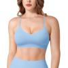 imageYEOREO Yaciny Y Back Sports Bras for Women Workout Strappy Bra V Neck Padded Spaghetti Straps Gym Yoga TopsAiry Blue