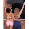 imageYEOREO Yaciny Y Back Sports Bras for Women Workout Strappy Bra V Neck Padded Spaghetti Straps Gym Yoga TopsBaby Pink