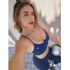 imageYEOREO Yaciny Y Back Sports Bras for Women Workout Strappy Bra V Neck Padded Spaghetti Straps Gym Yoga TopsNavy