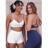 imageYEOREO Yaciny Y Back Sports Bras for Women Workout Strappy Bra V Neck Padded Spaghetti Straps Gym Yoga TopsWhite