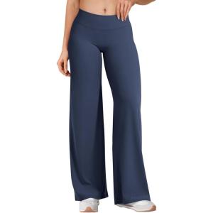 imageYEOREO Womens Low Rise Straight Leggings Bottoms Workout No Front Seam 315 Wide Leg VitaWeave Gym Yoga PantsNavy Blue