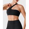 imageYEOREO Womens One Shoulder Sports Bras Workout Padded Yoga Tops One Strap Low Impact Asymmetrical Petite Claranie Crop TankBlack