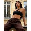imageYEOREO Womens One Shoulder Sports Bras Workout Padded Yoga Tops One Strap Low Impact Asymmetrical Petite Claranie Crop TankBlack