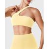 imageYEOREO Womens One Shoulder Sports Bras Workout Padded Yoga Tops One Strap Low Impact Asymmetrical Petite Claranie Crop TankMilk Yellow