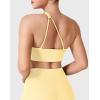 imageYEOREO Womens One Shoulder Sports Bras Workout Padded Yoga Tops One Strap Low Impact Asymmetrical Petite Claranie Crop TankMilk Yellow