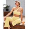 imageYEOREO Womens One Shoulder Sports Bras Workout Padded Yoga Tops One Strap Low Impact Asymmetrical Petite Claranie Crop TankMilk Yellow