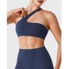 imageYEOREO Womens One Shoulder Sports Bras Workout Padded Yoga Tops One Strap Low Impact Asymmetrical Petite Claranie Crop TankNavy