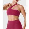 imageYEOREO Womens One Shoulder Sports Bras Workout Padded Yoga Tops One Strap Low Impact Asymmetrical Petite Claranie Crop TankRuby Red