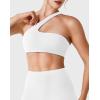 imageYEOREO Womens One Shoulder Sports Bras Workout Padded Yoga Tops One Strap Low Impact Asymmetrical Petite Claranie Crop TankWhite